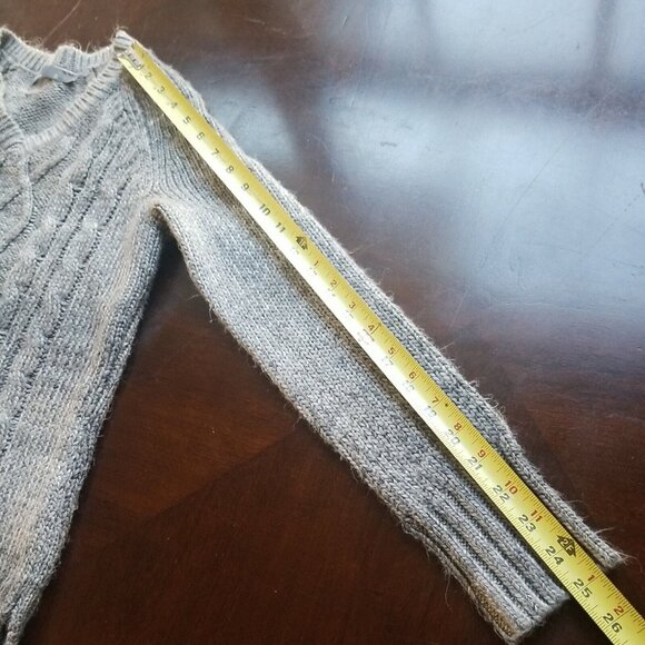 Prana Womens S Leisel Chunky Cable Knit Tunic Sweater Gray Stripe V-Neck - Picture 4 of 8